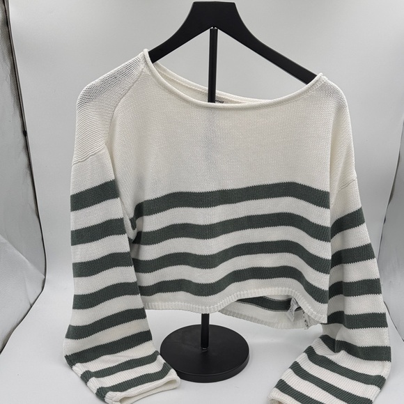 Garage Sweaters - Garage Cream & Olive Striped Knit Sweater